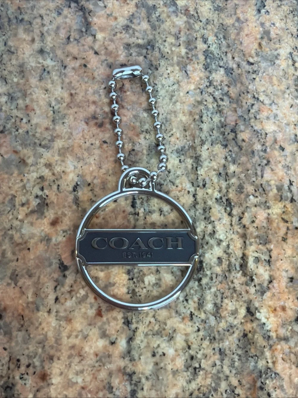COACH Keychain Silvertone Metal 1 3/4” Diameter Charm Logo Purse Charm Hang Tag